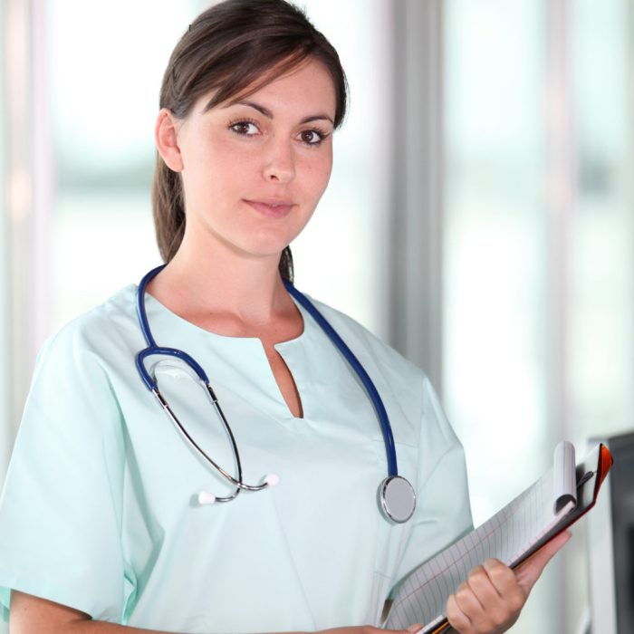 Closeup of young nurse in a hospital